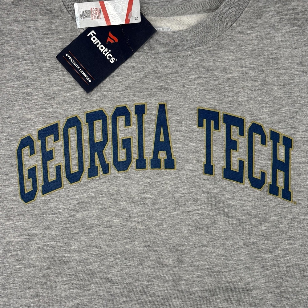 Georgia Tech Yellow Jackets Fanatics Crewneck Sweatshirt Gray Men's 2XL NWT